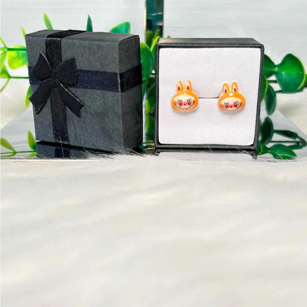 Cute Orange Monster Character‎ Stud Earrings